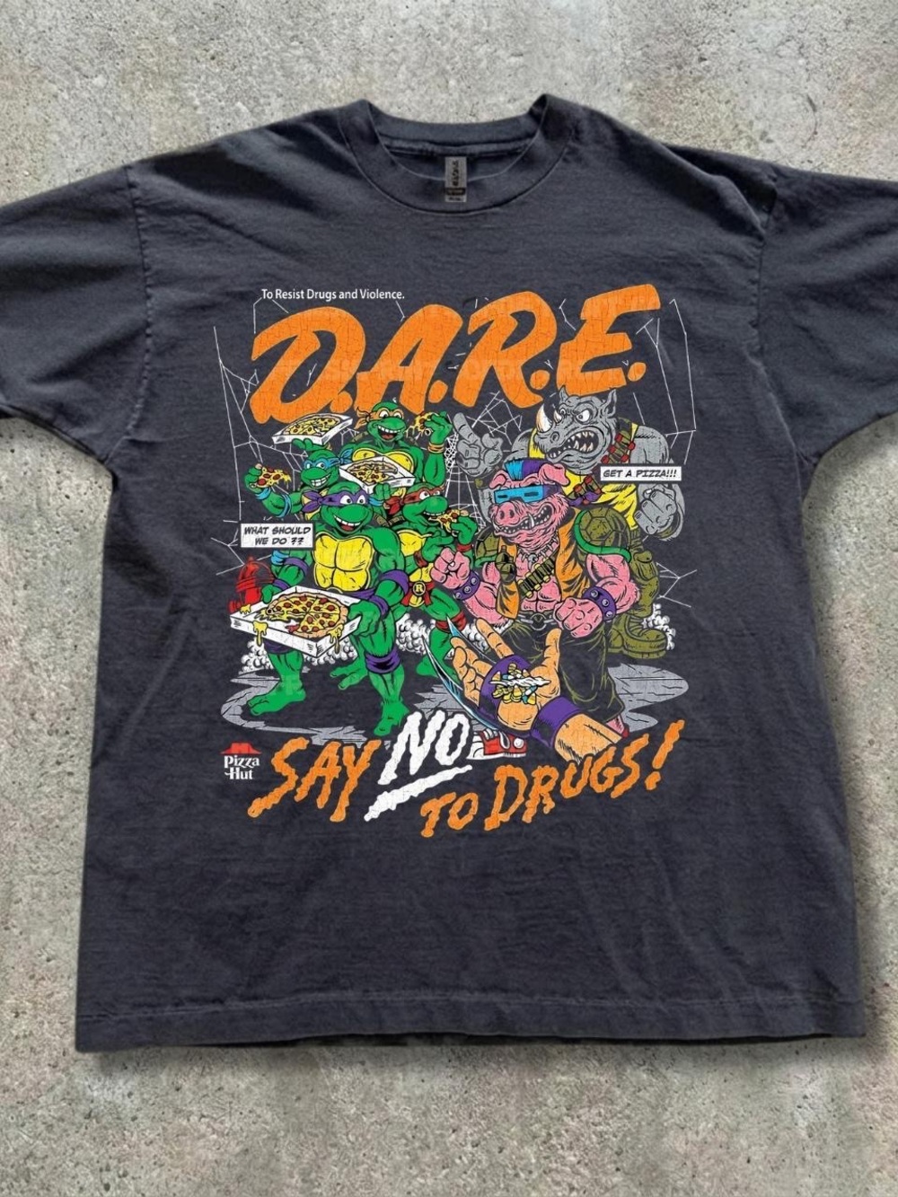 Gildan Black D.A.R.E. Tee with Orange, Green & Pink Graphic